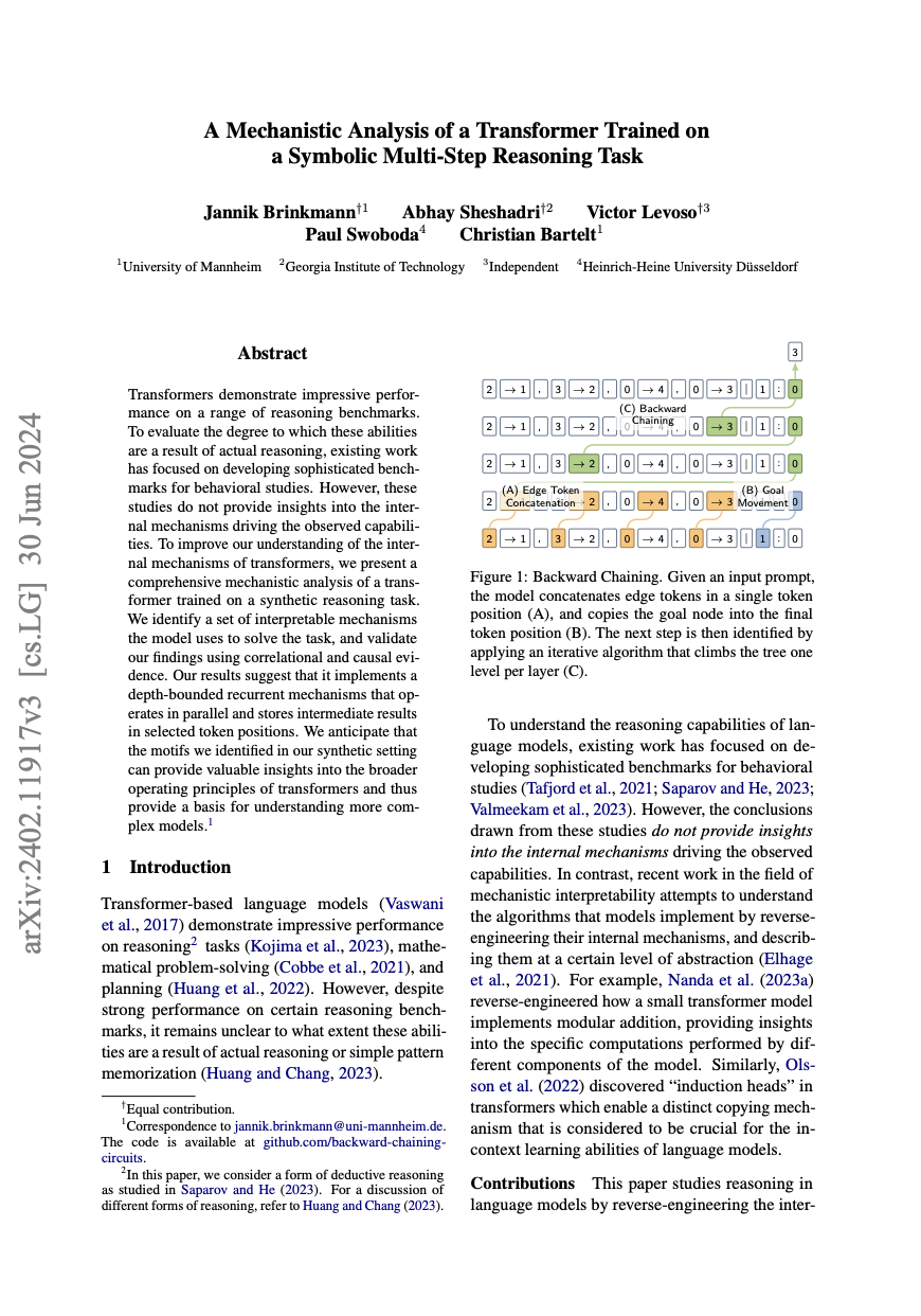 A Mechanistic Analysis of a Transformer Trained on a Symbolic Multi-Step Reasoning Task